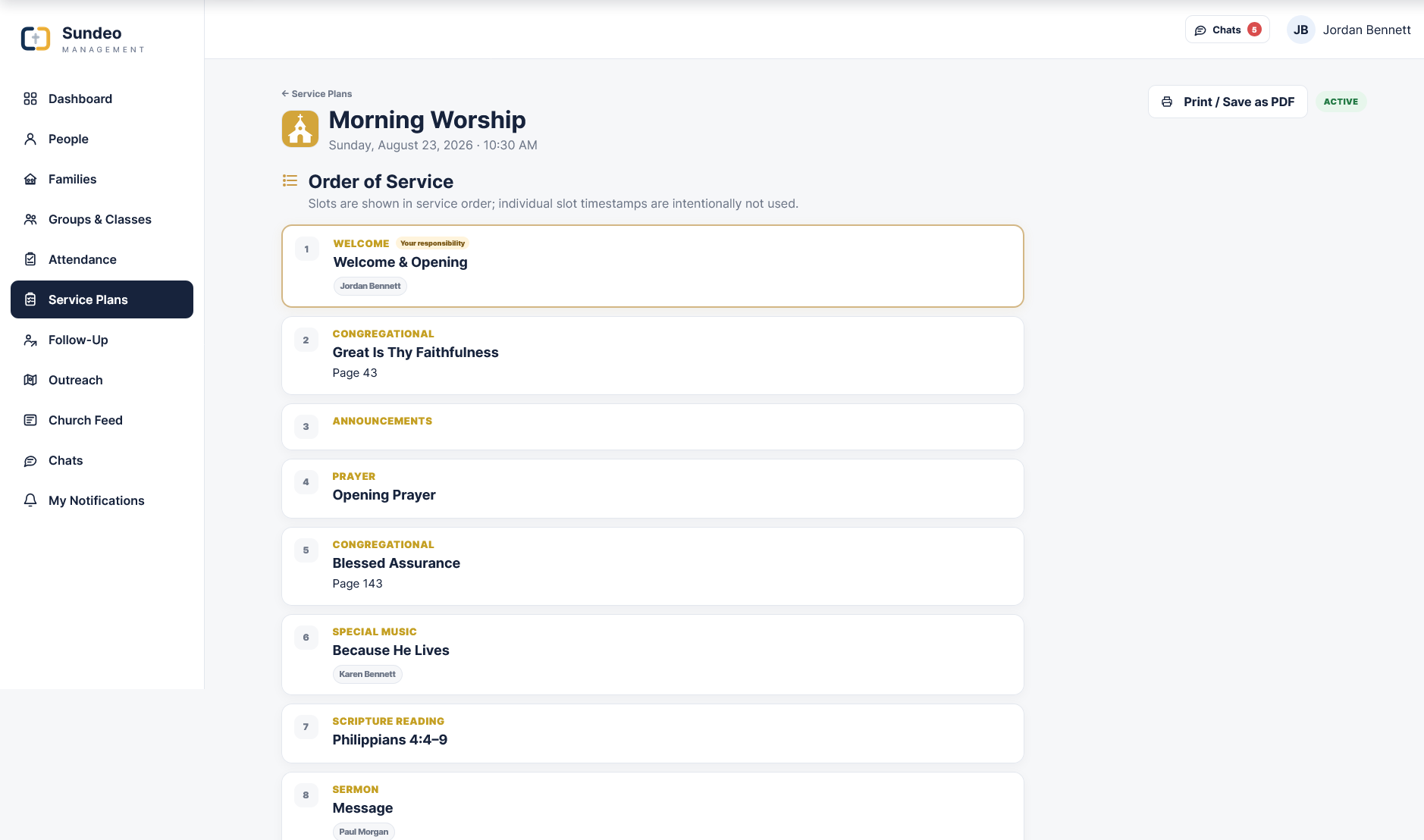 Service Planning screenshot