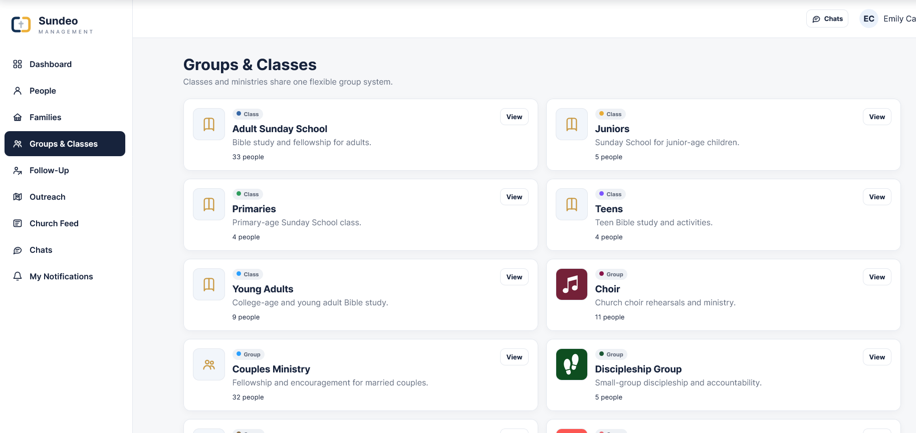 Groups and Classes screenshot