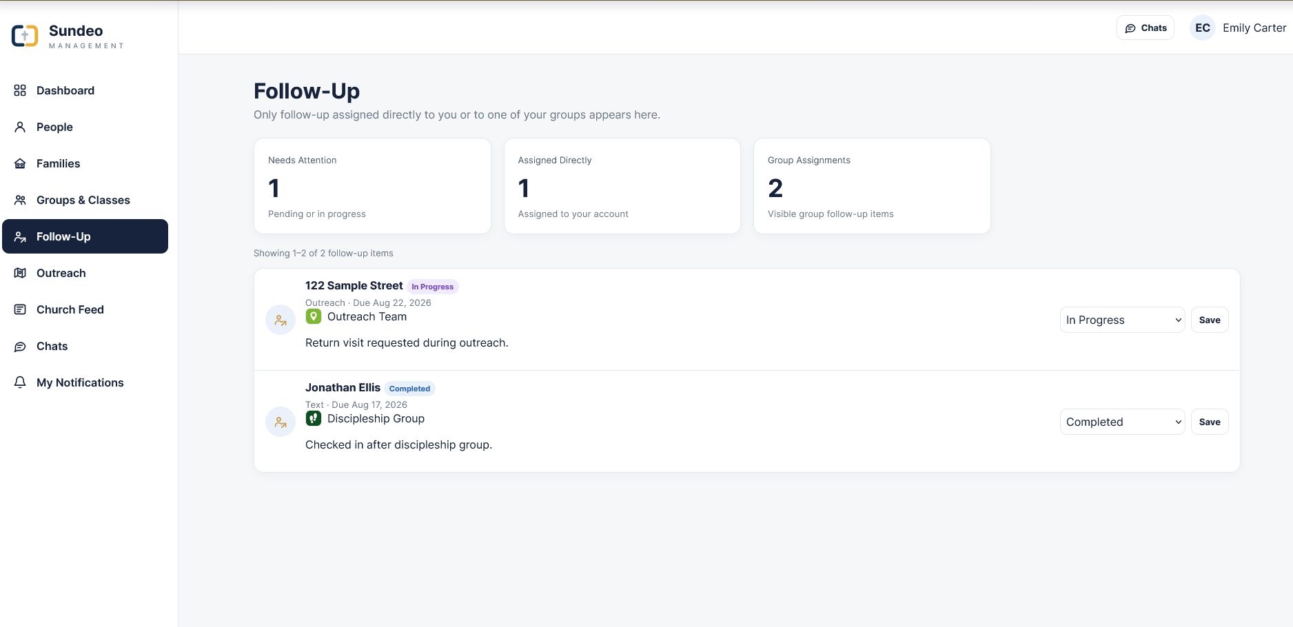 Sundeo Follow-Up screenshot